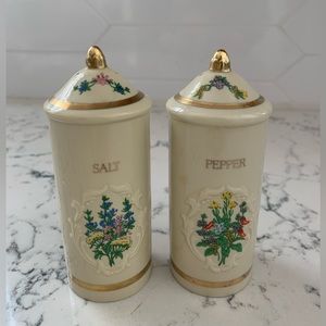 Lenox Cream Floral Gold-Trim Salt and Pepper Shakers